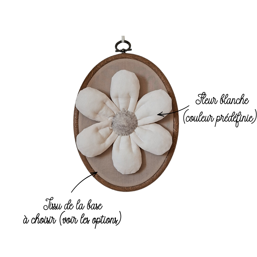 Fond à personnaliser -  Tambourin fleur blanche sans dentelle